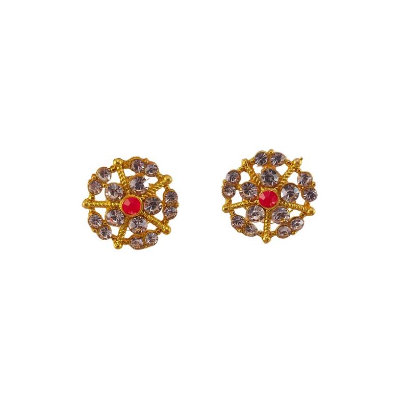 Multi stone stud brass tops/stone-studded earrings / women – party wear/ festive jewelry/sku-ear756