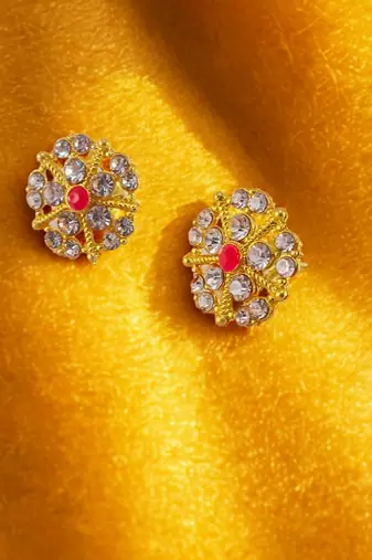 Multi stone stud brass tops/stone-studded earrings / women     party wear/ festive jewelry/sku-ear756