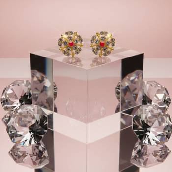 Multi stone stud brass tops/stone-studded earrings / women     party wear/ festive jewelry/sku-ear756 5