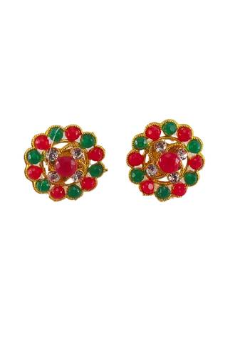 Multi stone stud brass tops/stone-studded earrings / women – party wear/ festive jewelry/sku-ear755