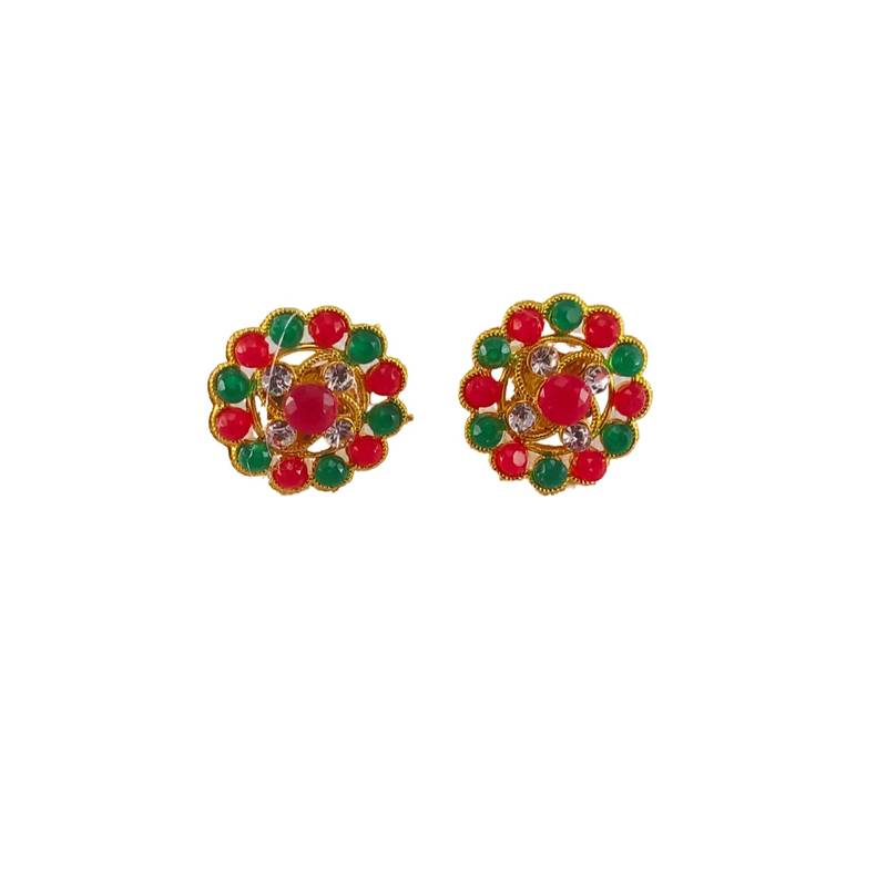 Multi stone stud brass tops/stone-studded earrings / women – party wear/ festive jewelry/sku-ear755