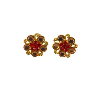 Multi stone stud brass tops/stone-studded earrings / women     party wear/ festive jewelry/sku-ear758 1