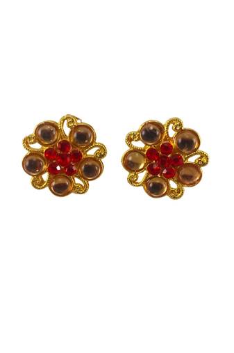 Multi stone stud brass tops/stone-studded earrings / women – party wear/ festive jewelry/sku-ear758