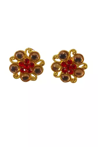 Multi stone stud brass tops/stone-studded earrings / women     party wear/ festive jewelry/sku-ear758