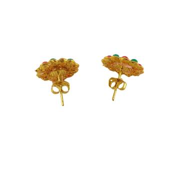 Multi stone stud brass tops/stone-studded earrings / women     party wear/ festive jewelry/sku-ear755 4