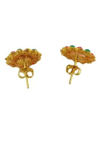 Multi stone stud brass tops/stone-studded earrings / women     party wear/ festive jewelry/sku-ear755
