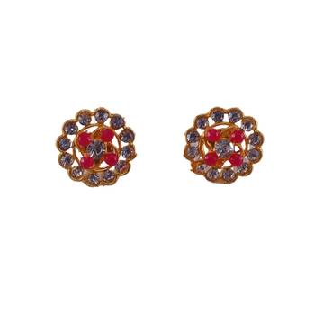 Multi stone stud brass tops/stone-studded earrings / women     party wear/ festive jewelry/sku-ear754 1