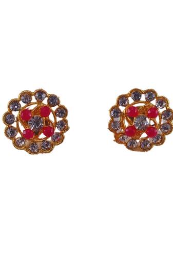 Multi stone stud brass tops/stone-studded earrings / women – party wear/ festive jewelry/sku-ear754