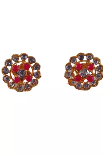 Multi stone stud brass tops/stone-studded earrings / women – party wear/ festive jewelry/sku-ear754