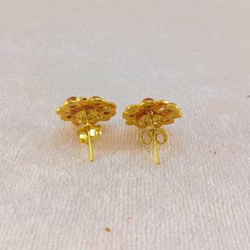 Multi stone stud brass tops/stone-studded earrings / women     party wear/ festive jewelry/sku-ear758 4