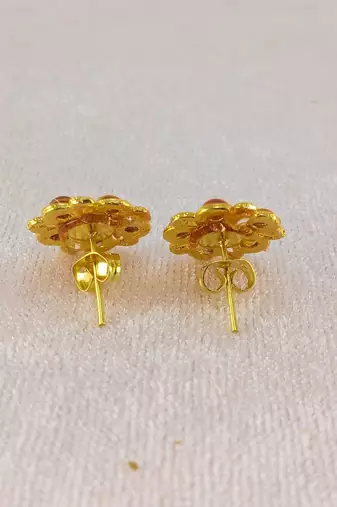 Multi stone stud brass tops/stone-studded earrings / women     party wear/ festive jewelry/sku-ear758