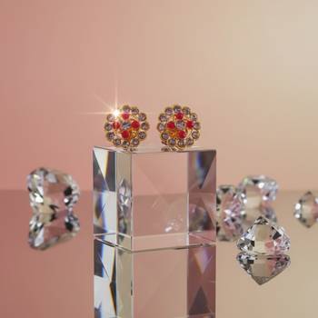 Multi stone stud brass tops/stone-studded earrings / women     party wear/ festive jewelry/sku-ear754 5
