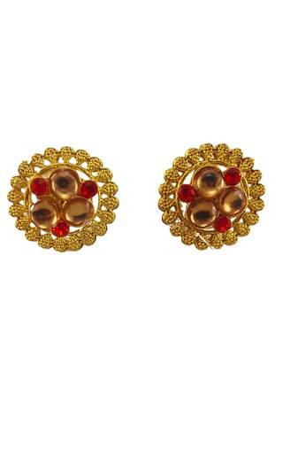 Multi stone stud brass tops/stone-studded earrings / women – party wear/ festive jewelry/sku-ear752
