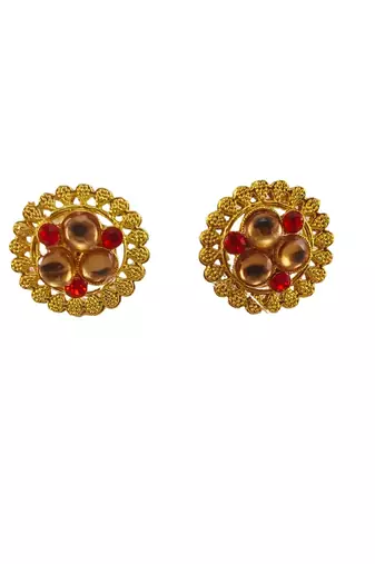 Multi stone stud brass tops/stone-studded earrings / women – party wear/ festive jewelry/sku-ear752