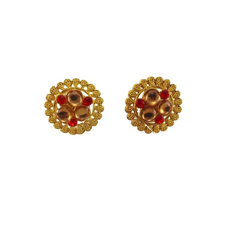 Multi stone stud brass tops/stone-studded earrings / women – party wear/ festive jewelry/sku-ear752