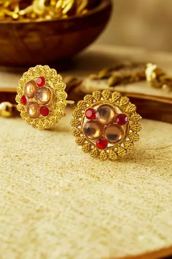Multi stone stud brass tops/stone-studded earrings / women     party wear/ festive jewelry/sku-ear752