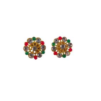 Multi stone stud brass tops/stone-studded earrings / women     party wear/ festive jewelry/sku-ear751 1