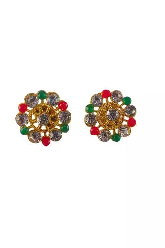 Multi stone stud brass tops/stone-studded earrings / women – party wear/ festive jewelry/sku-ear751