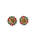 Multi stone stud brass tops/stone-studded earrings / women – party wear/ festive jewelry/sku-ear751