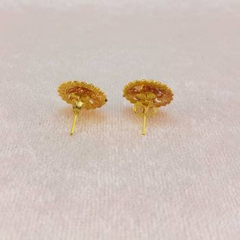 Multi stone stud brass tops/stone-studded earrings / women     party wear/ festive jewelry/sku-ear752 4