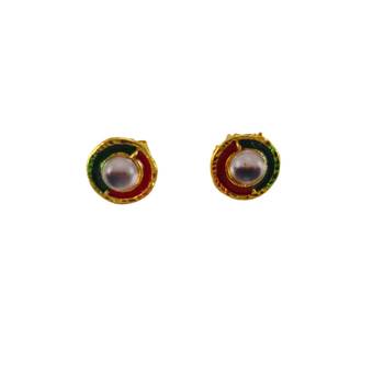 Multi stone stud brass tops/stone-studded earrings / women     party wear/ festive jewelry/sku-ear750 1