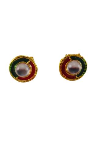 Multi stone stud brass tops/stone-studded earrings / women     party wear/ festive jewelry/sku-ear750