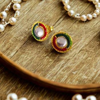 Multi stone stud brass tops/stone-studded earrings / women     party wear/ festive jewelry/sku-ear750 2