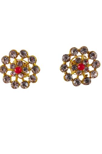 Multi stone stud brass tops/stone-studded earrings / women – party wear/ festive jewelry/sku-ear749