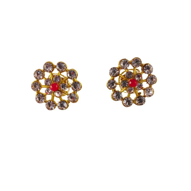Multi stone stud brass tops/stone-studded earrings / women – party wear/ festive jewelry/sku-ear749