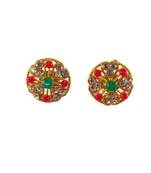 Multi stone stud brass tops/stone-studded earrings / women – party wear/ festive jewelry/sku-ear753