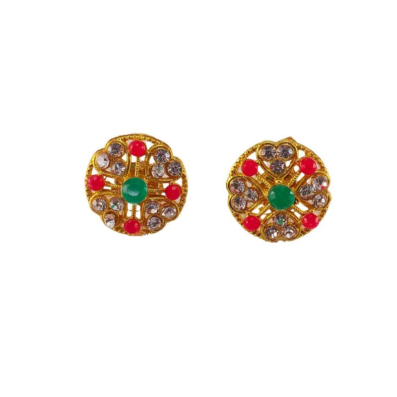 Multi stone stud brass tops/stone-studded earrings / women – party wear/ festive jewelry/sku-ear753