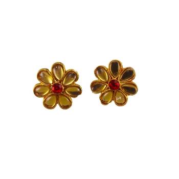 Multi stone stud brass tops/stone-studded earrings / women     party wear/ festive jewelry/sku-ear748 1