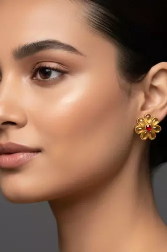 Multi stone stud brass tops/stone-studded earrings / women     party wear/ festive jewelry/sku-ear748