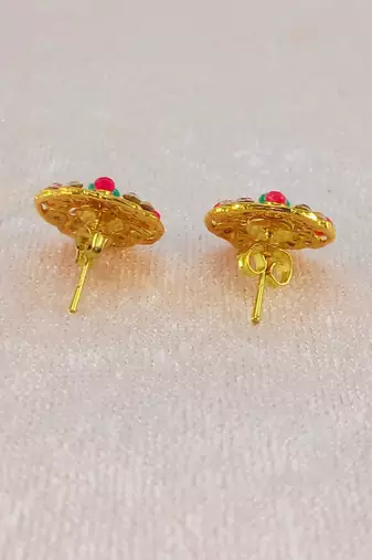 Multi stone stud brass tops/stone-studded earrings / women     party wear/ festive jewelry/sku-ear753
