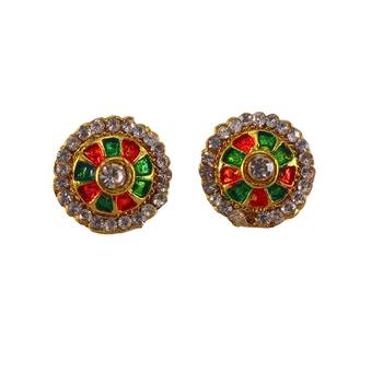 Multi stone stud brass tops/stone-studded earrings / women     party wear/ festive jewelry/sku-ear747 1
