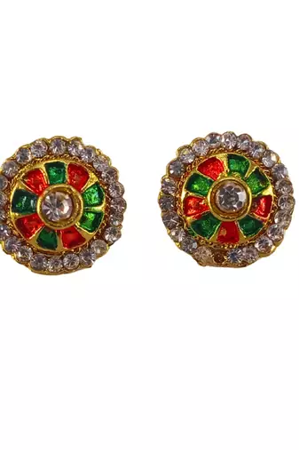 Multi stone stud brass tops/stone-studded earrings / women – party wear/ festive jewelry/sku-ear747