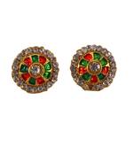 Multi stone stud brass tops/stone-studded earrings / women – party wear/ festive jewelry/sku-ear747