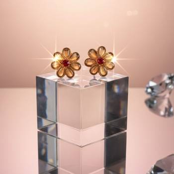 Multi stone stud brass tops/stone-studded earrings / women     party wear/ festive jewelry/sku-ear748 5