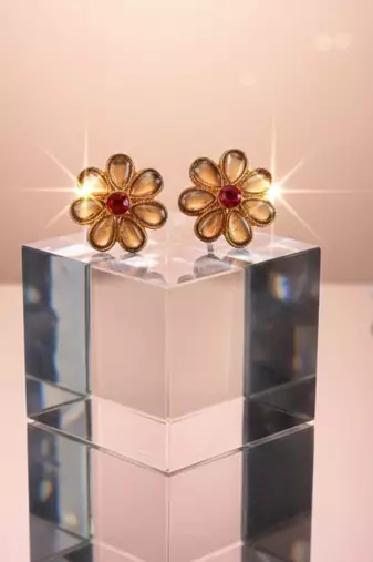 Multi stone stud brass tops/stone-studded earrings / women     party wear/ festive jewelry/sku-ear748
