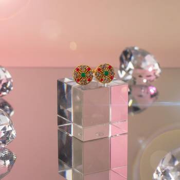 Multi stone stud brass tops/stone-studded earrings / women     party wear/ festive jewelry/sku-ear753 5