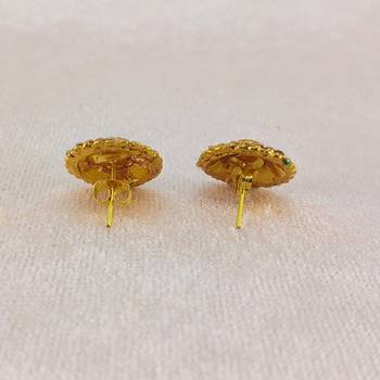 Multi stone stud brass tops/stone-studded earrings / women     party wear/ festive jewelry/sku-ear747 4