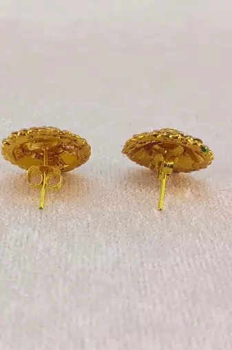 Multi stone stud brass tops/stone-studded earrings / women     party wear/ festive jewelry/sku-ear747