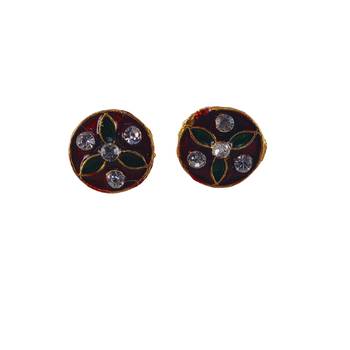 Multi stone stud brass tops/stone-studded earrings / women     party wear/ festive jewelry/sku-ear744 1