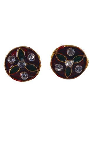 Multi stone stud brass tops/stone-studded earrings / women     party wear/ festive jewelry/sku-ear744