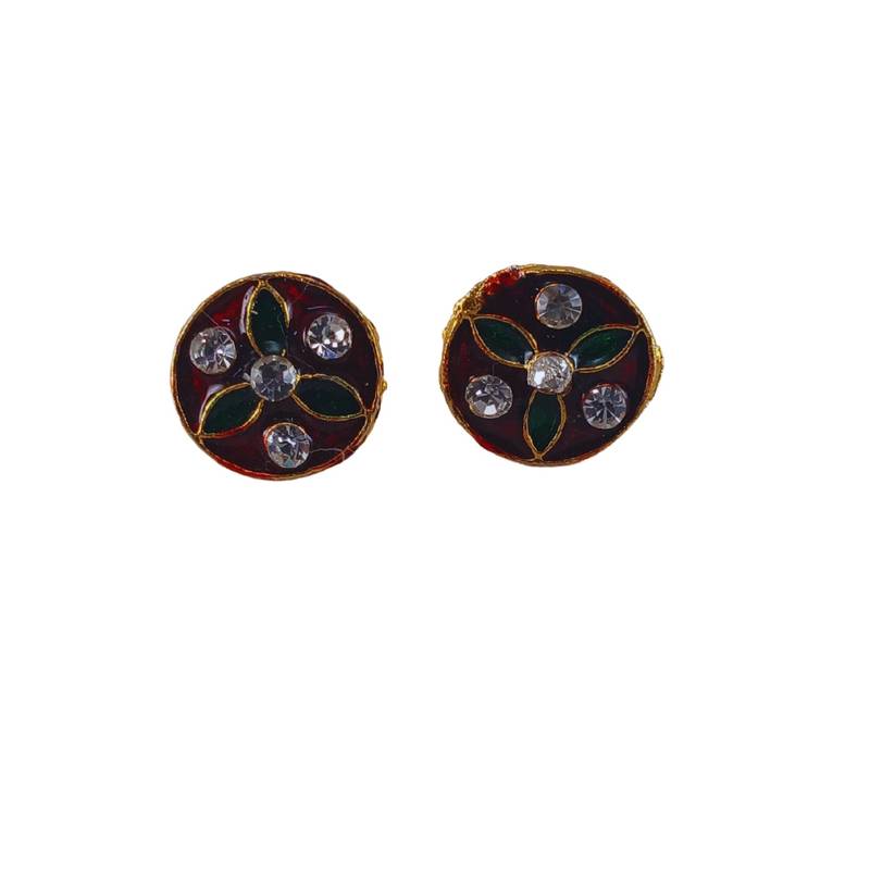 Multi stone stud brass tops/stone-studded earrings / women – party wear/ festive jewelry/sku-ear744