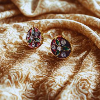 Multi stone stud brass tops/stone-studded earrings / women     party wear/ festive jewelry/sku-ear744 2