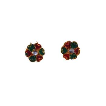Multi stone stud brass tops/stone-studded earrings / women     party wear/ festive jewelry/sku-ear745 1