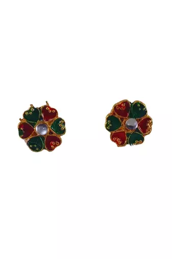 Multi stone stud brass tops/stone-studded earrings / women – party wear/ festive jewelry/sku-ear745