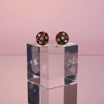 Multi stone stud brass tops/stone-studded earrings / women     party wear/ festive jewelry/sku-ear744 5