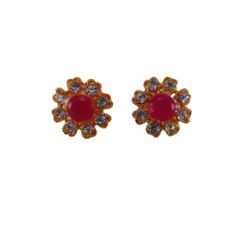 Multi stone stud brass tops/stone-studded earrings / women     party wear/ festive jewelry/sku-ear743 1